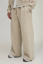 Mens Essential Wide Leg Jogger - Beige Cotton - Size Small