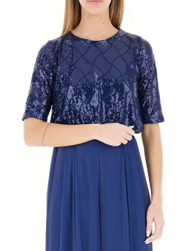Blusa con paillettes BLU XL - Rinascimento - FashionsVida