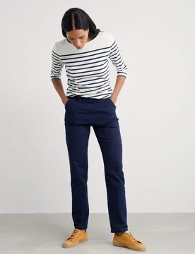 Cotton Rich Tapered Ankle Grazer Trousers Navy female - Seasalt cornwall - FashionsVida