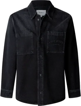 Camicia A Maniche Lunghe Relaxed Weston Fs Washed Denim Denim S - Pepe jeans - FashionsVida