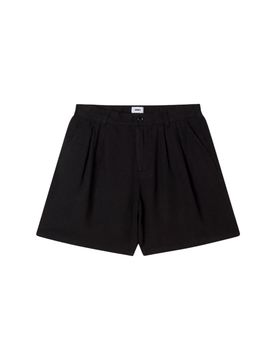 Foster pleated linen shorts pantaloncini corti sartoriali in lino gamba larga - black
