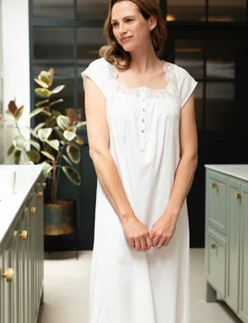 Cotton Modal Shadow Stripe Nightdress White female - Cyberjammies - FashionsVida