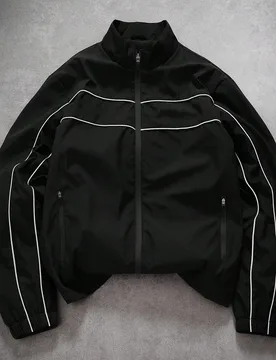 Chaqueta casual de manga larga y corta versátil para hombres, chaqueta cortavientos de carreras con cremallera y estilo techwear Y2K, otoño, grunge - Shein - FashionsVida