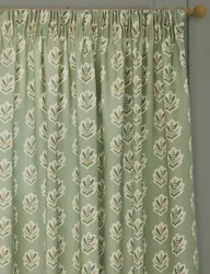 Sessile Leaf Pencil Pleat Curtains Green Mix
