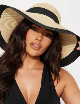 Pieza Sombrero de paja para mujer, sombrero de ala ancha para vacaciones en la playa, protección solar para primavera/verano, sombrero de estilo bohe - Shein - FashionsVida