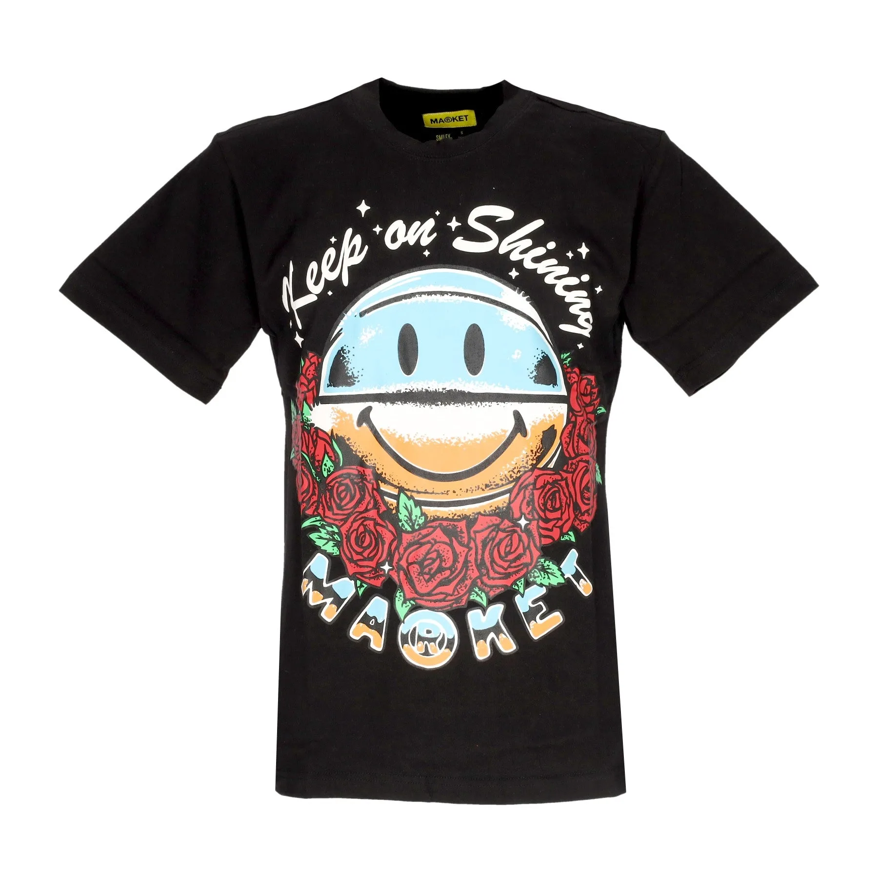 Maglietta Uomo Smiley Keep On Shining Tee X Smiley Black - MARKET - FashionsVida