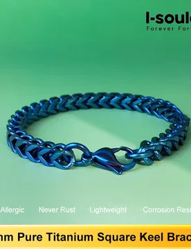 Solid Titanium Bracelet Men Blue Twisted Square Link Hypoallergenic Matte Jewelry Gift - Aliexpress - FashionsVida