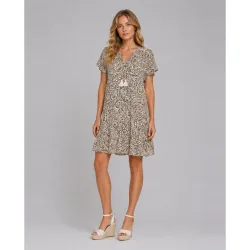 Vestido de mujer corto con manga cap y escote pico