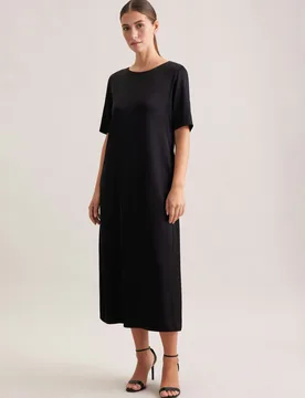 Shirtkleid in A- Linie aus fließender Ware Schwarz 36 - Seidensticker - FashionsVida
