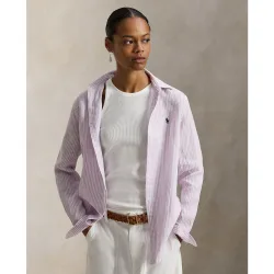 Camisa de mujer de lino con caballo bordado
