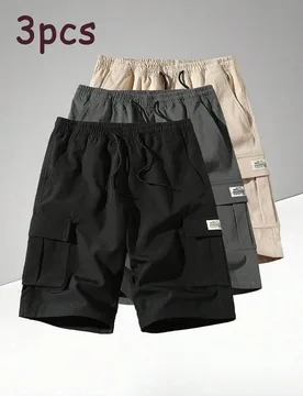 Set de 3 shorts cargo de verano ligeros para hombre, shorts bermudas casuales y transpirables para exteriores - Shein - FashionsVida