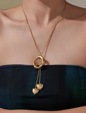 Titanium Steel Gold Irregular Circle Heart Pendant Necklace, Women’s Fashion Y - Shaped Adjustable Statement Jewelry - Aliexpress - FashionsVida