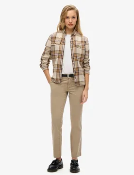 Superdry Damen Chinohose mit Mittlerer Leibhöhe Brown - Größe: 28/30 - 74.99 - FashionsVida