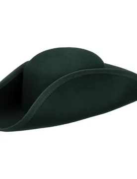 Three Cornered Wool Felt Hat by - dark green - Female - Size: L (59-60 cm) - Lipodo - FashionsVida