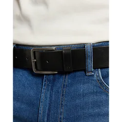 Embossed Logo Leather Belt Black Größe 100 male
