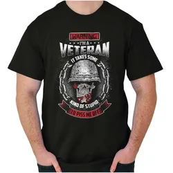 Army Soldier Skull Patriotic Attitude Tough Veteran T-Shirt 100% Cotton O-Neck Short Sleeve Casual Mens T-shirt Size S-3XL