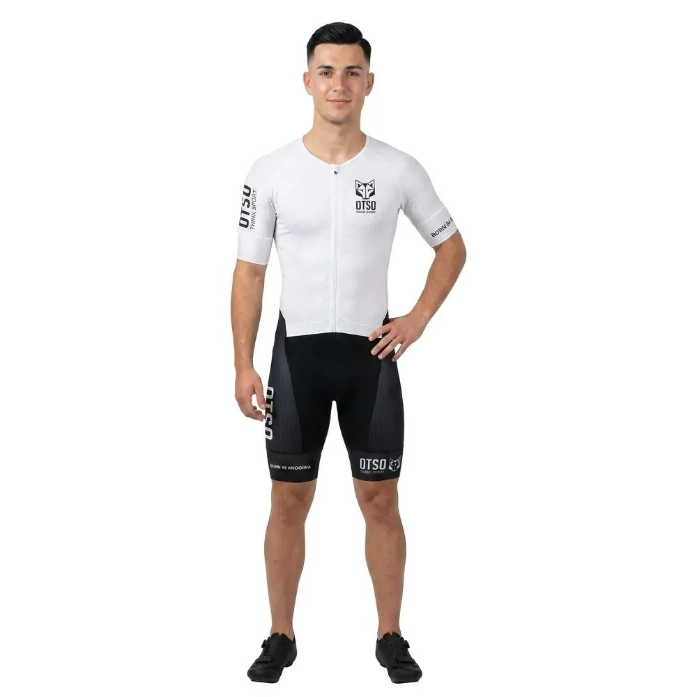 Black & White Short Sleeve Trisuit Refurbished Black / White M Men - OTSO - FashionsVida