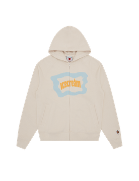 Block Logo Zip Through Hood - Stone