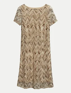 BLACK LABEL Kleid mit Zick-Zack-Muster Beige 46 - S. Oliver - FashionsVida