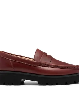 Women's Yukoner Penny Mahogany Leather Loafers, Slip Ons in Brown Size: 6-Standard Fit - Brown - Size: 6-Standard Fit - Clarks - FashionsVida