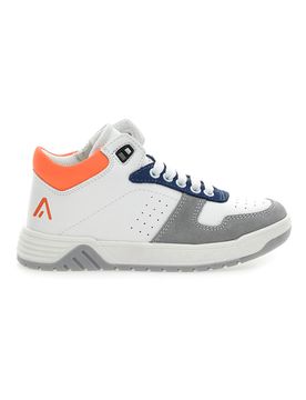 Sneakers casual alta 13142 Bianca blu arancione 33