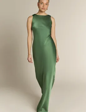 Paloma Scoop Back Dress in Olive Green - 8 - Rewritten - FashionsVida
