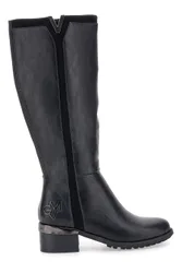 Stivali neri con tacco basso e logo laterale SV0183 36