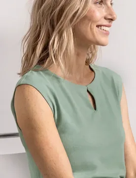 Dropped Shoulder Shirt mit Cut-Out female Grün - Street One - FashionsVida