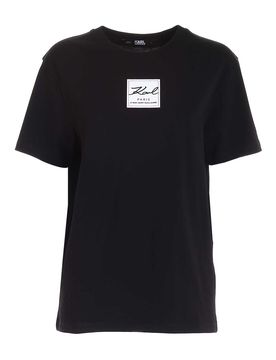 T-shirt nera con stampa logo