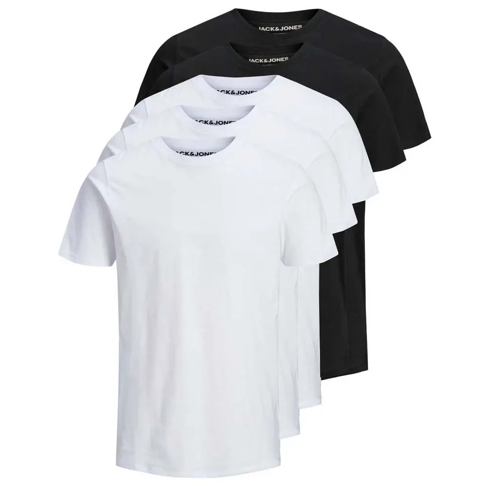 Maglietta A Maniche Corte Organic Basic 5 Pack Black / Pack 3 White / 2 Black S - Jack & jones - FashionsVida