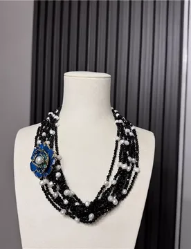 Women's natural pearl with black spinel multi-layer necklace with the removable brooch - Aliexpress - FashionsVida