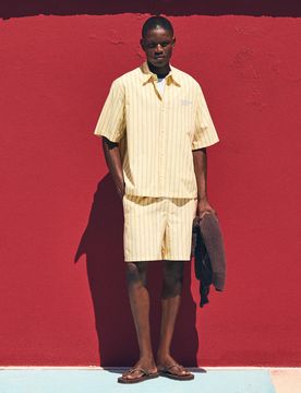 Bermuda À Rayures Et Taille Élastique Xs Jaune