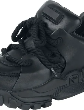 Gothic Sneaker - Serpentbone Full Grain Leather Men’s Utility Shoes - Shadow - EU40 bis EU45 - für Männer - Größe EU45 - schwarz - Männer - mal - Denatured by KOI - FashionsVida