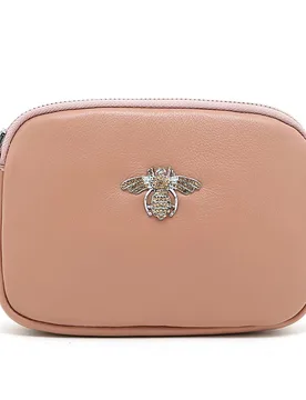 Women's Crystal Leather Bee Bag in Nude - Nude - Size: One Size - PEACH ACCESSORIES - FashionsVida