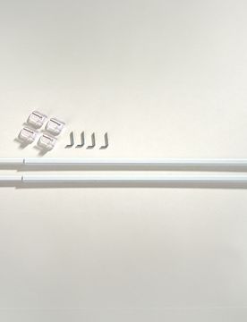 Gardinenbefestigung 2 Stangen + 4 Haken Größe M