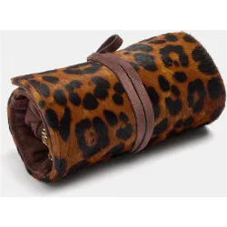 Joyero de viaje enrollable con cierre de cuerda y estampado animal print