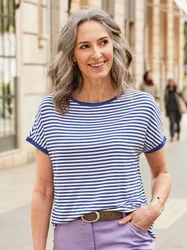 Soft-Shirt Viskosejersey - Marine unbedruckt - female - Size: 42
