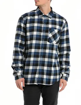 Camicia A Maniche Lunghe M095a.000.52656 Blue / Black / Natural White 2XL