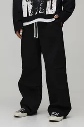 Herren Hose Mit Elastischem Bund Und Kontrastierender Kordel In Weiter Passform Black Größe XS
