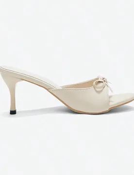 Sandalias de tacón alto con lazo decorativo de nueva temporada de verano en beige, sandalias de tacón alto minimalistas y elegantes adecuadas para q - Shein - FashionsVida