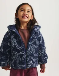 Bow Print Borg Jacket (2-10 Yrs) Navy female