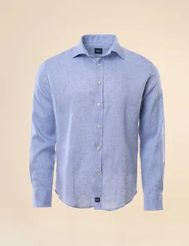 Camisa casual lino de hombre soft slim pied-de-poule en - Wickett Jones - FashionsVida