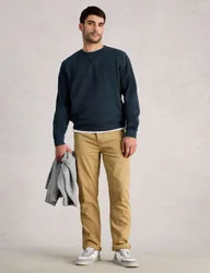 Pure Cotton Textured Crew Neck Sweatshirt Navy male