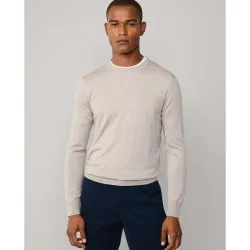 Jersey de hombre lana merino-seda con cuello redondo