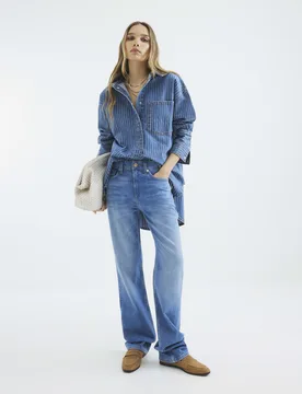 Womens Straight Leg Jeans Blue High Rise Stretch Cotton - Size 12 Short - River Island - FashionsVida