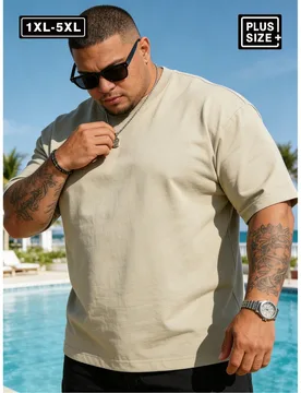 Camiseta para hombres de talla XL a 6XL, 220-440 libras. Camiseta casual de cuello redondo de manga corta para tallas grandes, adecuada para deportes - Shein - FashionsVida