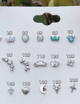 Pieza Piercing de labio de titanio de moda, pendiente de oreja con rosca interna, piedra de luna, ópalo, turquesa, patrón de hoja, piedra preciosa d
