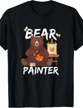 Women Summer Bear Painter Print T Shirt Casual Cute Bear Artist Graphic Short Sleeve Fashion Leisure Trendy Daily Wear Tee Top - Aliexpress - FashionsVida