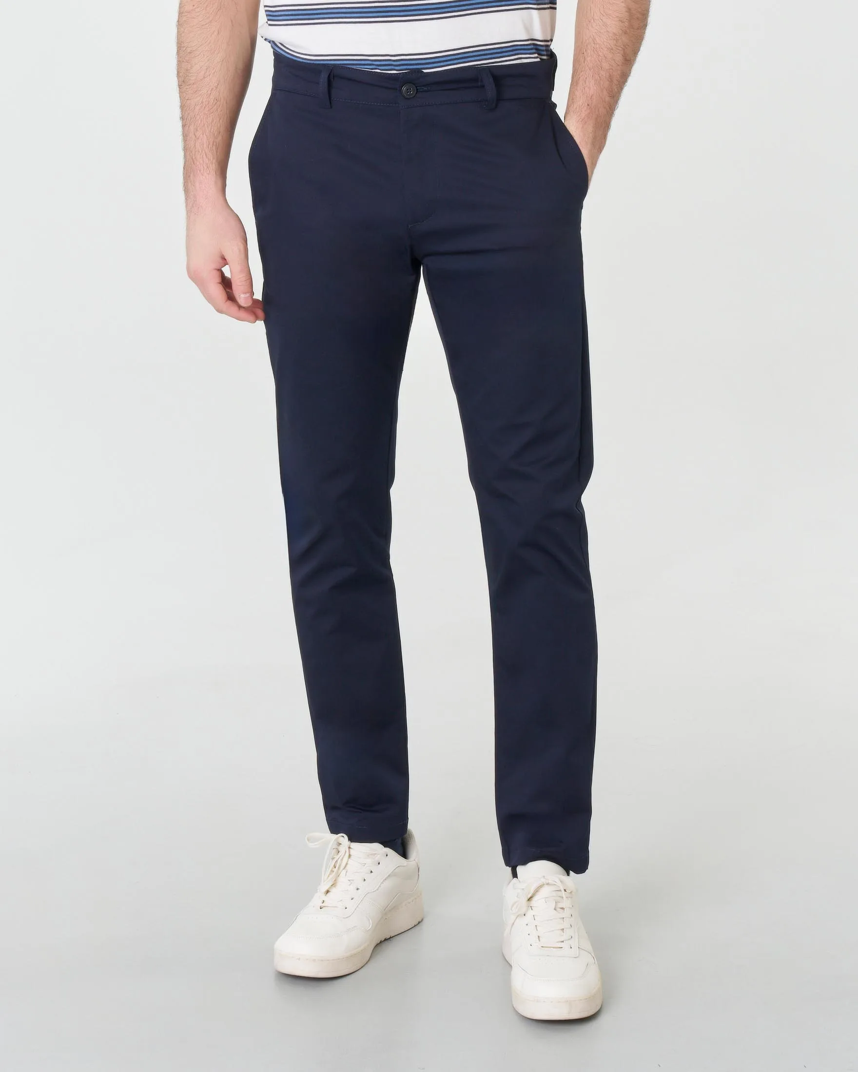 Pantalone chino blu in cotone stretch - My Stuff - FashionsVida