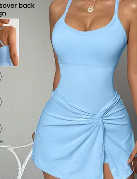Nuevo llegado de primavera/verano TCVC Mono deportivo de unicolor de alta elasticidad para mujer, adecuado para tenis, golf y yoga, con diseño cómod - Shein - FashionsVida
